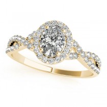 Twisted Oval Moissanite Engagement Ring 14k Yellow Gold (0.50ct)