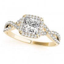 Twisted Princess Moissanite Engagement Ring 14k Yellow Gold (1.00ct)