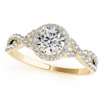 Twisted Round Moissanite Engagement Ring 14k Yellow Gold (0.50ct)