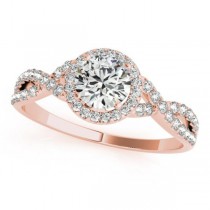 Twisted Round Moissanite Engagement Ring 18k Rose Gold (1.00ct)