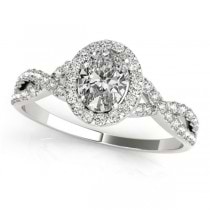 Twisted Oval Moissanite Engagement Ring 18k White Gold (2.00ct)