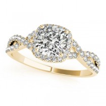 Twisted Cushion Moissanite Engagement Ring 18k Yellow Gold (0.50ct)
