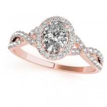 Twisted Oval Diamond Engagement Ring Bridal Set 14k Rose Gold (1.07ct)