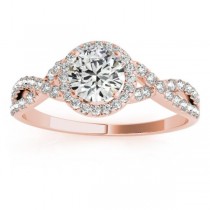 Twisted Round Diamond Engagement Ring Bridal Set 14k Rose Gold (1.07ct)