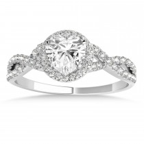 Twisted Heart Diamond Engagement Ring Bridal Set 14k White Gold (1.07ct)