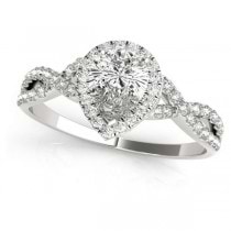 Twisted Pear Diamond Engagement Ring Bridal Set 14k White Gold (1.57ct)