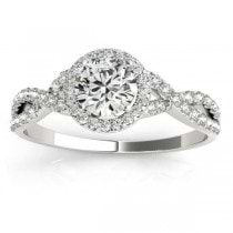 Twisted Round Diamond Engagement Ring Bridal Set 14k White Gold (0.57ct)