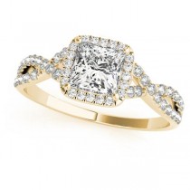 Twisted Princess Diamond Engagement Ring Bridal Set 14k Yellow Gold (0.57ct)