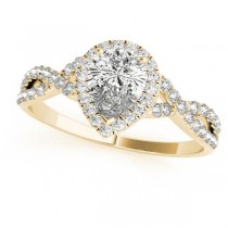 Twisted Pear Diamond Engagement Ring Bridal Set 14k Yellow Gold (1.57ct)