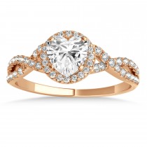 Twisted Heart Diamond Engagement Ring Bridal Set 18k Rose Gold (1.07ct)