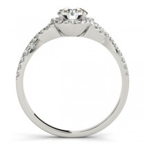 Twisted Cushion Diamond Engagement Ring Bridal Set 18k White Gold (1.07ct)