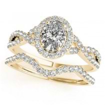 Twisted Oval Diamond Engagement Ring Bridal Set 18k Yellow Gold (1.07ct)