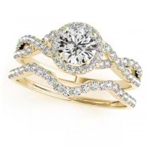 Twisted Round Moissanite Bridal Sets 18k Yellow Gold (0.57ct)