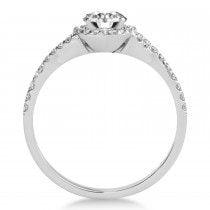Twisted Heart Diamond Engagement Ring Bridal Set Palladium (1.07ct)
