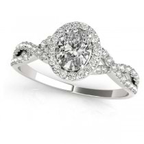 Twisted Oval Diamond Engagement Ring Bridal Set Palladium (1.57ct)