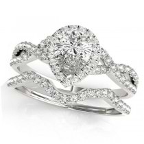 Twisted Pear Diamond Engagement Ring Bridal Set Palladium (1.07ct)