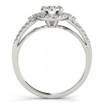 Split Shank Halo Diamond Engagement Ring Setting 14k White Gold 0.30ct