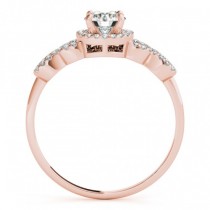 Diamond Halo Twisted Engagement Ring & Band Set 14k Rose Gold 0.35ct