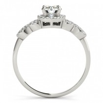 Diamond Halo Twisted Engagement Ring & Band Set 14k White Gold 0.35ct
