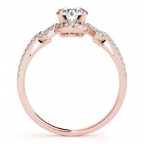 Halo Split Shank Bridal Set, Engagement Ring Setting & Band 14k Rose Gold 0.55ct
