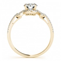 Halo Split Shank Bridal Set, Engagement Ring Setting & Band 14k Y. Gold 0.55ct