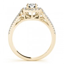 Diamond Shaped Halo Diamond Engagement Ring 14k Yellow Gold 0.37ct