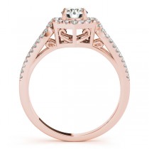 Diamond Shaped Halo Diamond Engagement Ring 18k Rose Gold 0.37ct