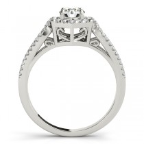 Diamond Shaped Halo Diamond Engagement Ring 18k White Gold 0.37ct