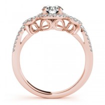 Twisted Shank Halo Diamond Engagement Ring Setting 14k R. Gold 0.35ct