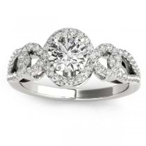 Twisted Shank Halo Diamond Engagement Ring Setting 14k W. Gold 0.35ct