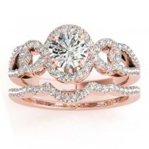 Diamond Engagement Ring Setting & Wedding Band 14k Rose Gold (0.50ct)