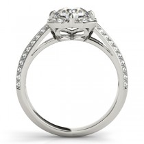 Micro-pave' Flower Halo Diamond Engagement Ring 18k White Gold 2.00ct