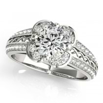 Micro-pave' Flower Halo Diamond Engagement Ring Palladium (2.00ct)