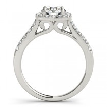 Square Halo Round Diamond Engagement Ring 14k White Gold (1.38ct)