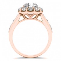 Floral Design Round Halo Engagement Ring 14k Rose Gold (2.50ct)