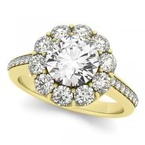 Floral Design Round Halo Engagement Ring 14k Yellow Gold (2.50ct)