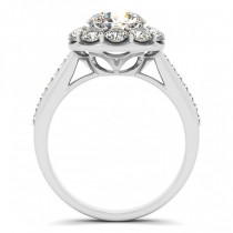 Floral Design Round Halo Engagement Ring 18k White Gold (2.50ct)