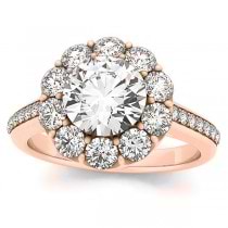 Diamond Floral Halo Engagement Ring Setting 18k Rose Gold (1.00ct)