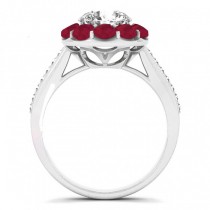 Floral Design Round Halo Ruby Bridal Set Platinum (2.73ct)