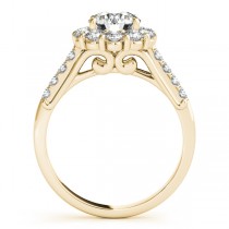 Floral Halo Round Diamond Engagement Ring 14k Yellow Gold (1.82ct)