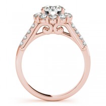 Floral Halo Round Diamond Bridal Set 18k Rose Gold (2.12ct)
