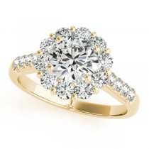 Floral Halo Round Diamond Bridal Set 18k Yellow Gold (2.12ct)