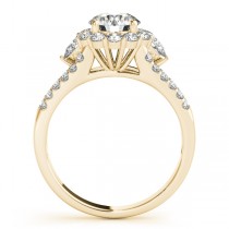 Diamond Halo w/ Pear Accent Engagement Ring 14k Yellow Gold 0.91ct
