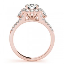 Diamond Halo w/ Pear Accent Engagement Ring 18k Rose Gold 0.91ct
