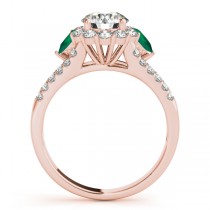 Diamond Halo w/ Emerald Pear Ring 18k Rose Gold 0.91ct