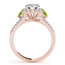 Diamond Halo w/ Peridot Pear Ring 18k Rose Gold 0.91ct