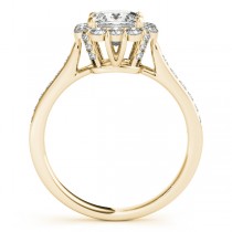 Princess Cut & Floral Halo Diamond Engagement Ring 14k Yellow Gold (1.38ct)