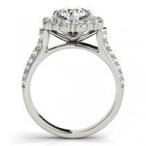 Round Cut Flower Halo Diamond Engagement Ring 14k White Gold (2.63ct)