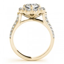 Round Cut Flower Halo Diamond Engagement Ring 14k Yellow Gold (2.63ct)