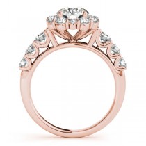 Diamond Frame Engagement Ring, Flower Design 14k Rose Gold 2.10ct